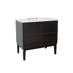 Scandi IV 37 in. W x 22 in. D Bath Vanity in Cappuccino with Quartz Vanity Top in White with White Rectangle Basin