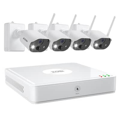 4-Channel 1080p 32GB NVR Security Camera System with 4-Wireless Rechargeable Battery Cameras, 2-Way Audio Enabled