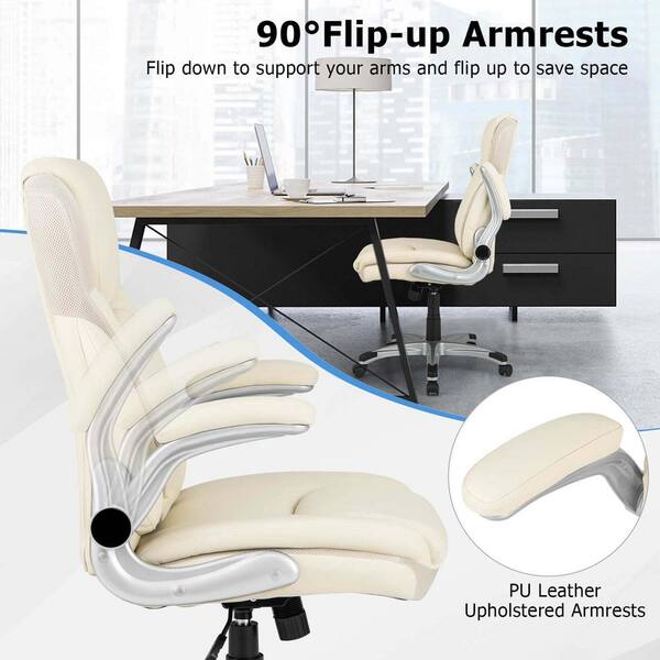 Costway Faux Leather Swivel Ergonomic Office Chair PU