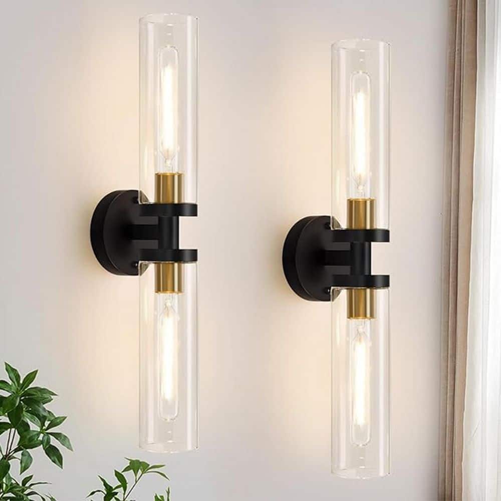 21.3 in.2-Light Black LED Wall Sconce,Natural Alabaster Modern Glass Globe Wall Light for Bedroom, Bathroom, Living Room price history on PriceWatchPro