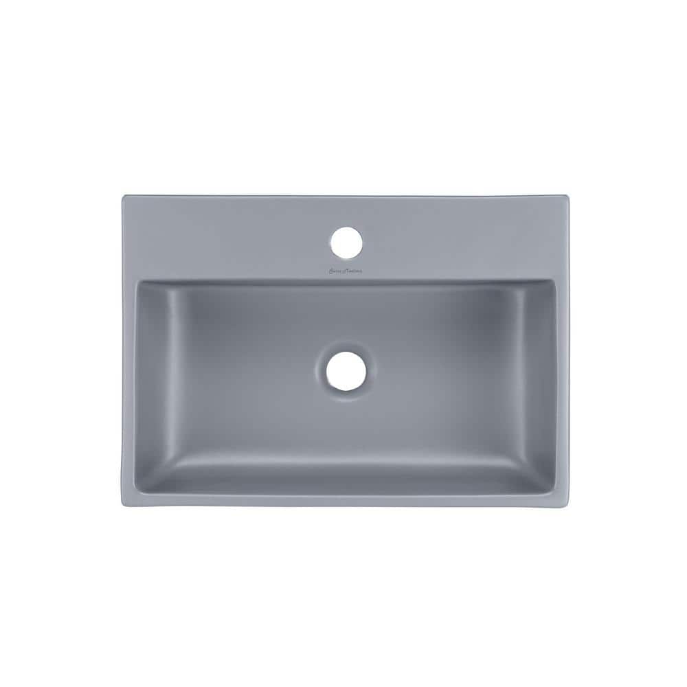 Claire 20" Matte Gray Ceramic Vessel Bathroom Sink