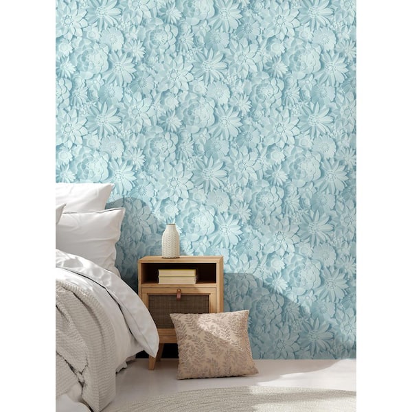 Dacre Blue Floral Non-Pasted Wallpaper, 56.4 sq. ft.