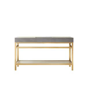 Funes 60 in. W x 22 in. D x 33.9 in. H Single Sink Bath Vanity in Brushed Gold Metal Stand with Grey Sintered Stone Top