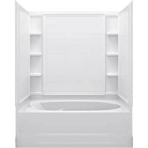 Ensemble Tile 37-1/2 in. x 60 in. x 54-1/4 in. 3-piece Direct-to-Stud Wall Set in White