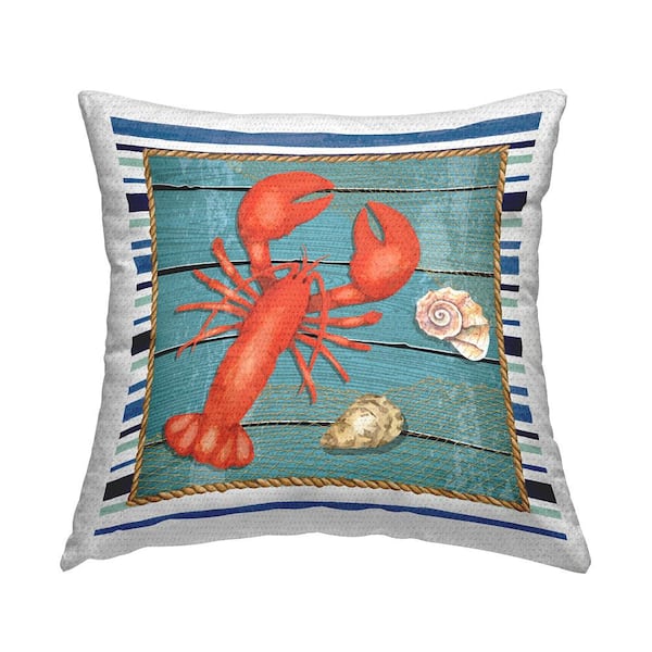Stupell Industries Marine Lobster Nautical Rope Border Blue Square Outdoor Throw Pillow