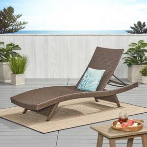 Modern Wicker Outdoor Chaise Lounge in Mocha with Adjustable backrest
