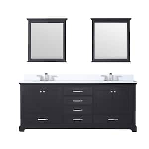 Dukes 80 in. W x 22 in. D Espresso Double Bath Vanity, Cultured Marble Top, Faucet Set, and 30 in. Mirrors