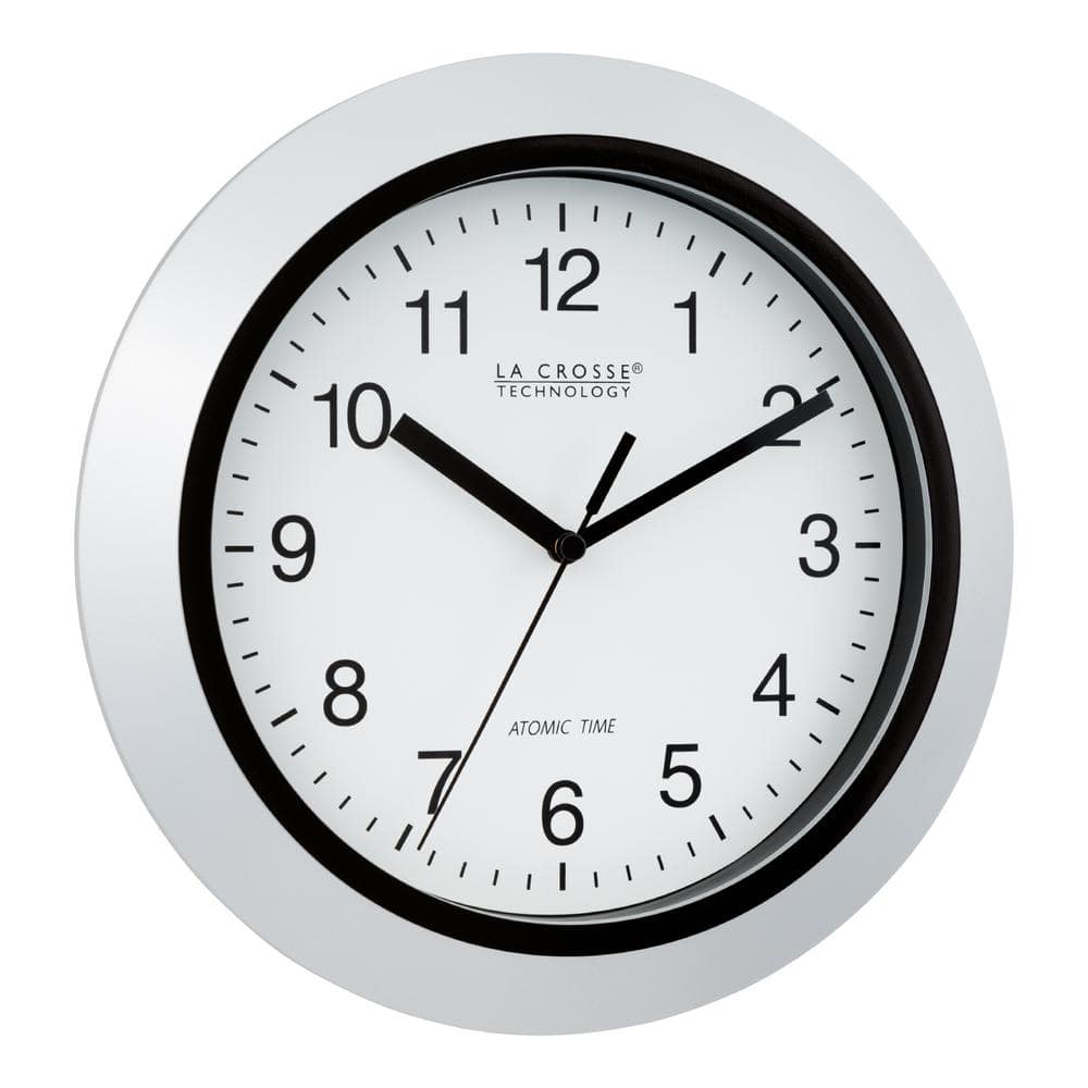 Silver 10'' Atomic Analog Wall Clock with Plastic Frame