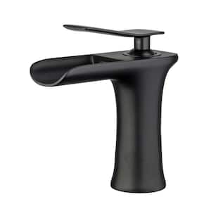 Logrono Single Hole Single-Handle Bathroom Faucet with Overflow Drain in New Black