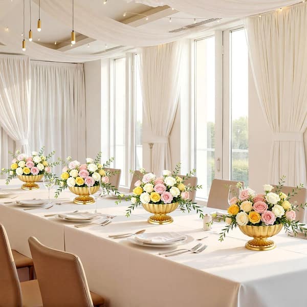 10 PCS Wedding Flower Vase, 4.7 in. Mini Flower Table Centerpieces, Small Floral Bowl Decorative Gold 2025 update