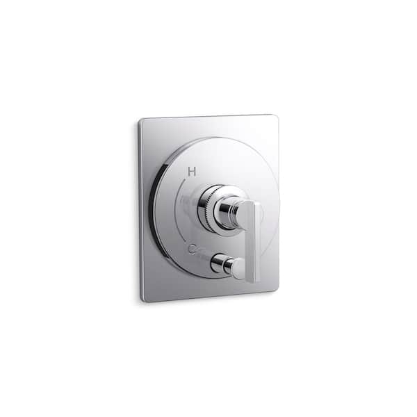 KOHLER Castia By Studio McGee Rite-Temp 1-Handle Valve Trim with Push-Button Diverter in Polished Chrome