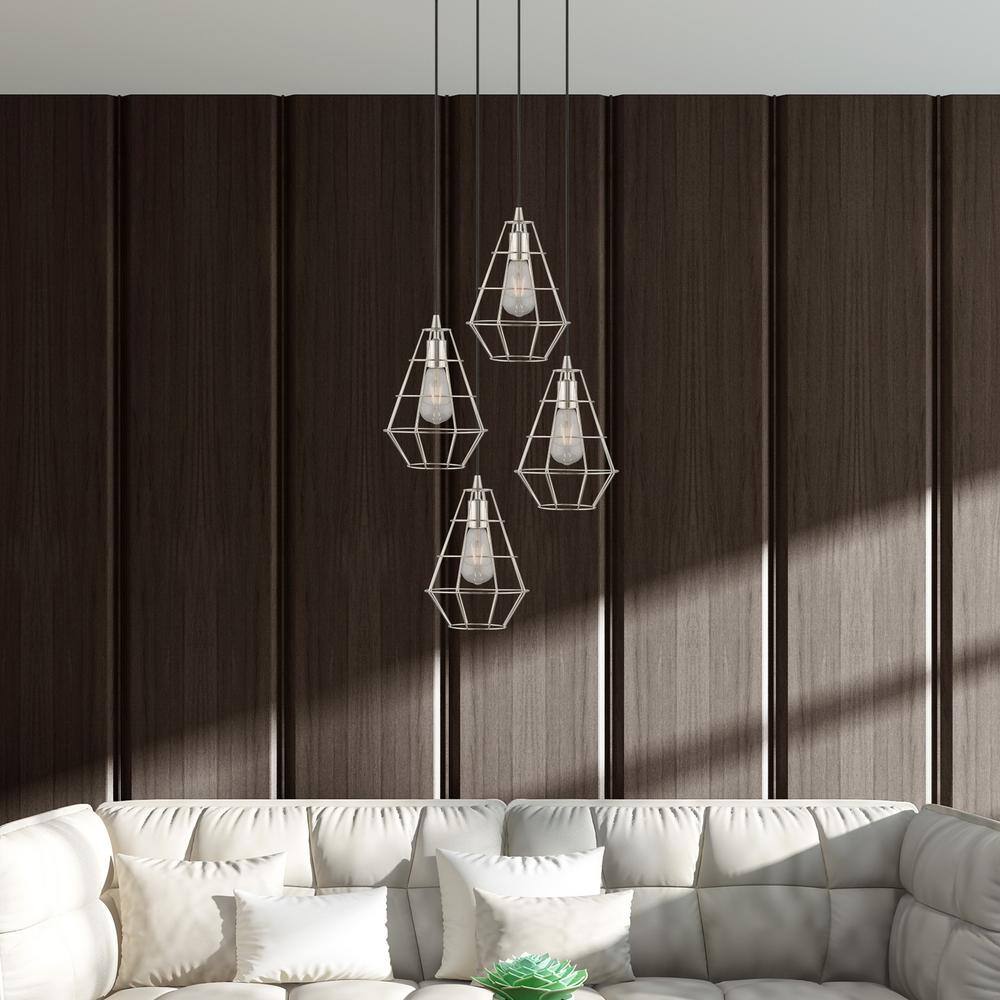 Brushed Nickel Geometric Mini Pendant Light for Indoor/Outdoor