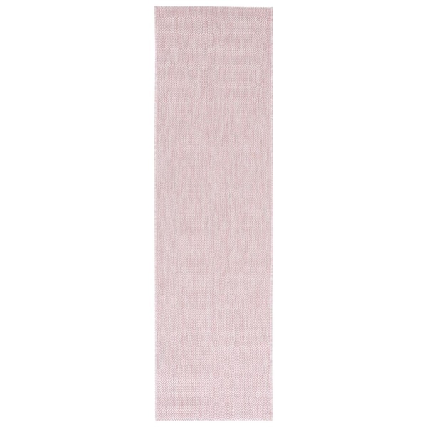 Courtyard Soft Pink 2 ft. x 8 ft. Dotted Diamond Indoor/Outdoor Runner Rug
