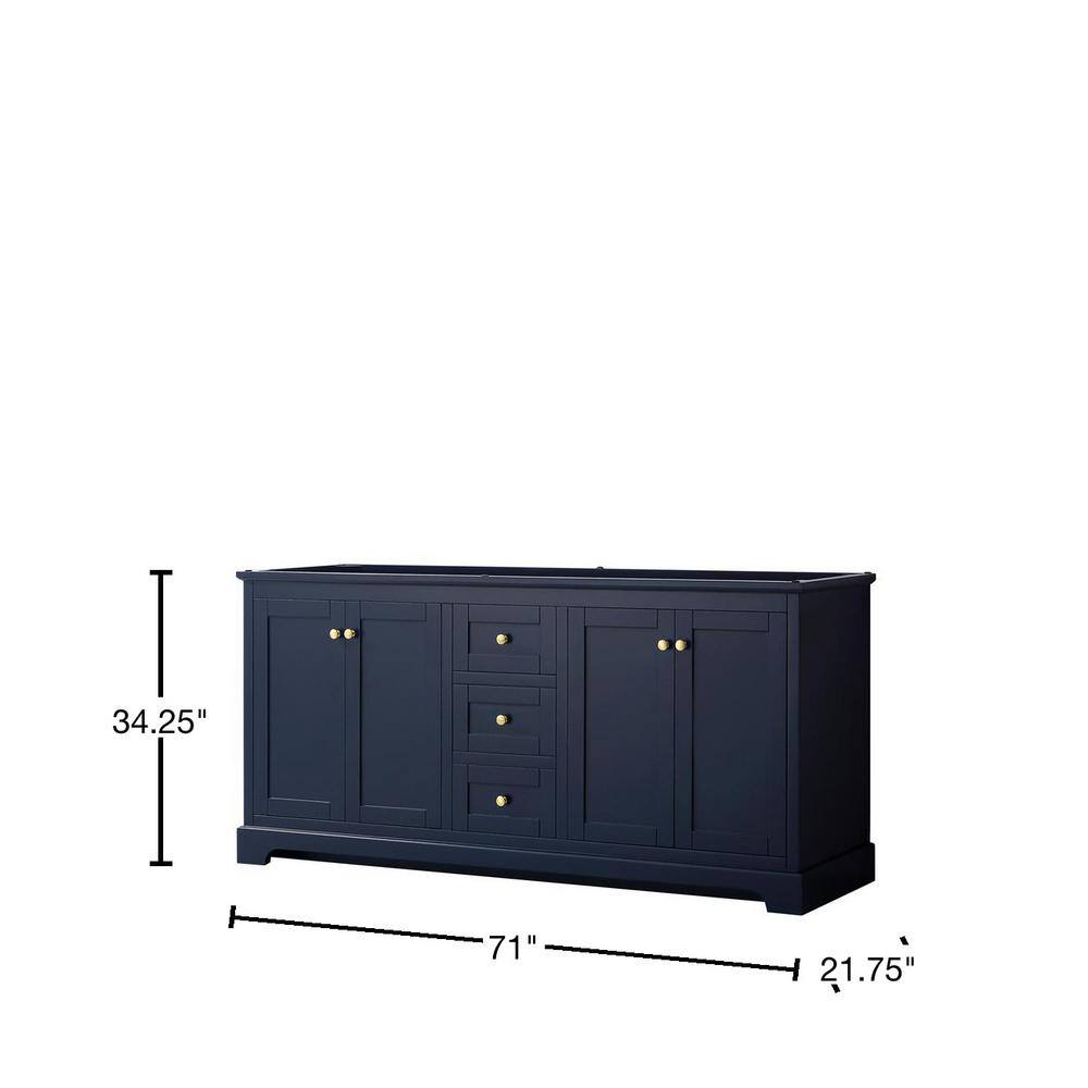 Avery 71" Dark Blue Double Bathroom Vanity Base