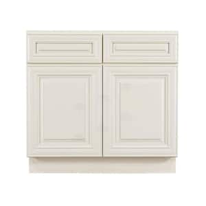 Princeton Assembled 33 in. x 34.5 in. x 24 in. Base Cabinet with 2-Door and 2-Drawer in Off-White