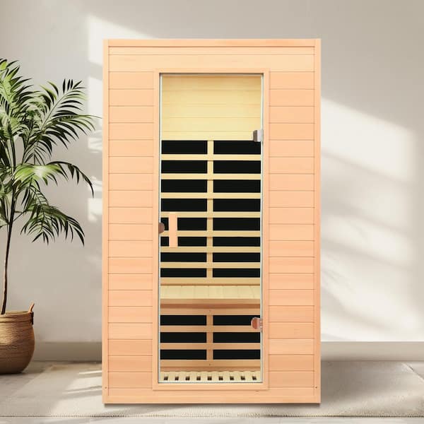 Hemlock 2-Person Far Infrared Roof Embedded Indoor Sauna with 5 Heaters, Bluetooth Audio, LED Light, and LCD Control