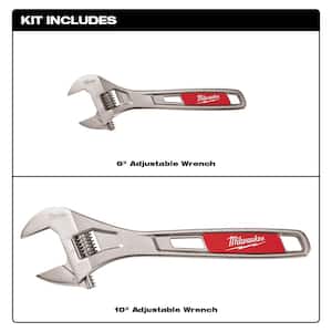 6 in. and 10 in. Adjustable Wrench with 1.25 in. Basin Wrench (3-Piece)