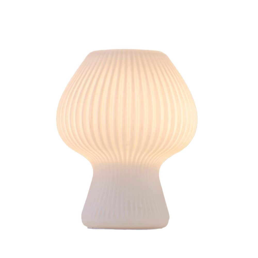 RRTYO Rex 8 in. H 1-Light Modern White Ribbed Glass Plug-In Indoor