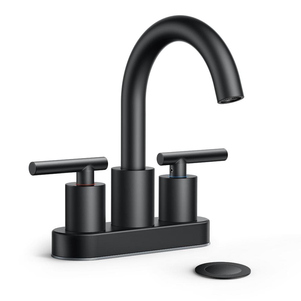 4 in. Centerset Double Handle Bathroom Faucet with Pop-Up Drain Included in