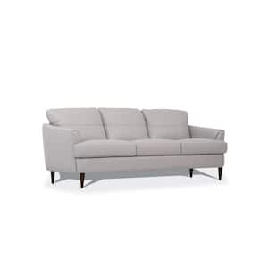 Amelia 83 in. Rolled Arm Leather Rectangle Sofa in Gray