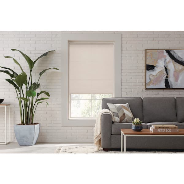 StyleWell Cut to Size Linen Cordless Light Filtering Fabric Roller Shade 72.25 in. W x 72 in. L