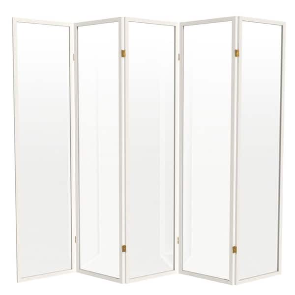 Oriental Furniture 6 ft. Tall Clear Plastic Partition White 5 Panel