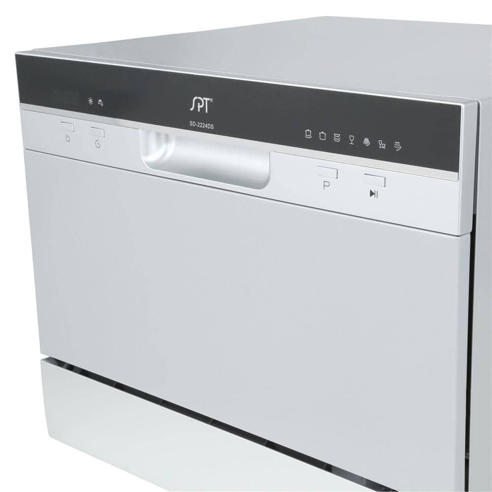 Silver 6-Place Setting Countertop Dishwasher with LED Display