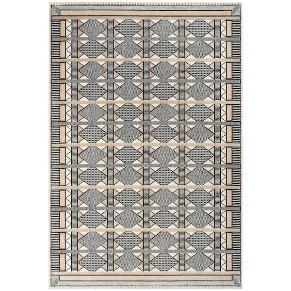 Nourison Nordic Ivory Multicolor 4 ft. x 6 ft. Geometric Contemporary Area Rug