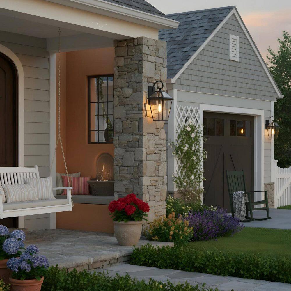Light Pro 21 in. Black Not Motion Sensing Outdoor Hardwired Wall Lantern Scone with No Bulbs Included price history on PriceWatchPro