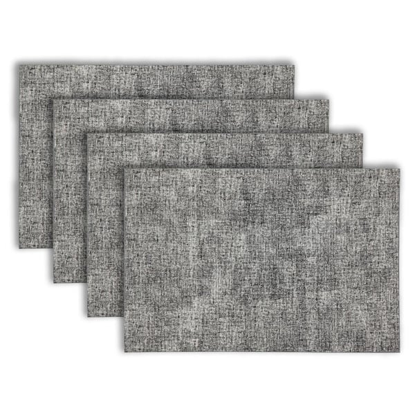 Amalfi 18 in. x 12 in. Charcoal and Black Reversible Vegan Leather Wipe Clean Placemat Set of 4