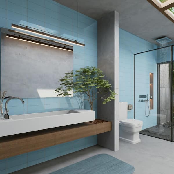 Piscina Brick Glossy Light Blue with BioTech 4-3/4 in. x 9-5/8 in. Porcelain Floor and Wall Tile (11.22 sq. ft. /Case)
