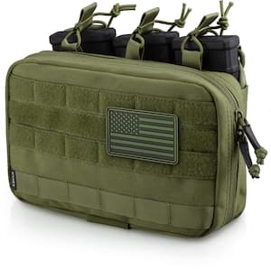 Army Green Nylon Tactical Molle Utility Tool Mag Pouch with Triple Stacker Magazine Holder and Patch for M4 and M16