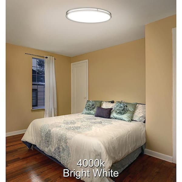 Orbit 32 in. Brushed Nickel Oval LED Flush Mount Ceiling Light 3000 Lumens 42W Adjustable CCT 120V Dimmable (4-Pack)