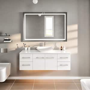 Totti Wave 48 in. W x 21 in. D x 22 in. H Bathroom Vanity in White with White Glassos Top with White Sink