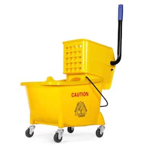 Mind Reader Mobile Heavy Duty Mop Bucket with Down Press Wringer, 22-Quart  Capacity, Yellow