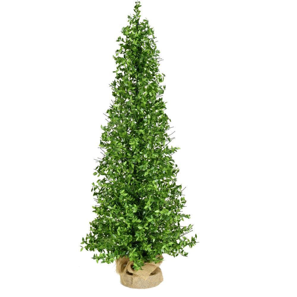 48 in. Christmas Boxwood Porch Tree with Burplap Bag
