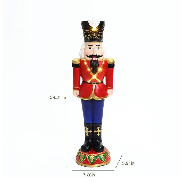 LuxenHome 24.21 in. H Red Christmas Nutcracker Soldier with