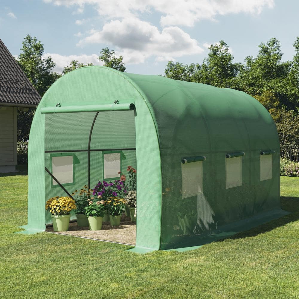 Green Polyethylene Walk-In Greenhouse with Steel Frame