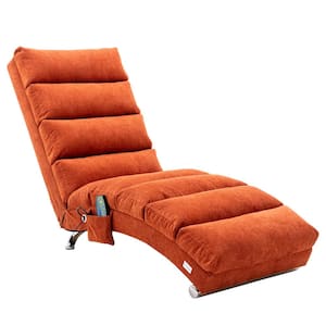 Modern Orange Long Electric Recliner Heated Massage Chaise Lounge for Office or Living Room