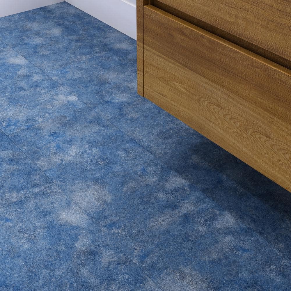 Topaz Blue Stone Look 12" x 24" Waterproof Vinyl Tile