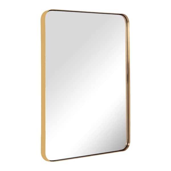 Unbranded 28 in. W x 1 in. H Modern Rectangular Gold Hanging Bathroom Vanity Mirror