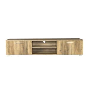 62.99 in. Medium Wood Wooden TV Stand with 2-Storage Cabinets Fits TV's up to 70 in. with Cable Management