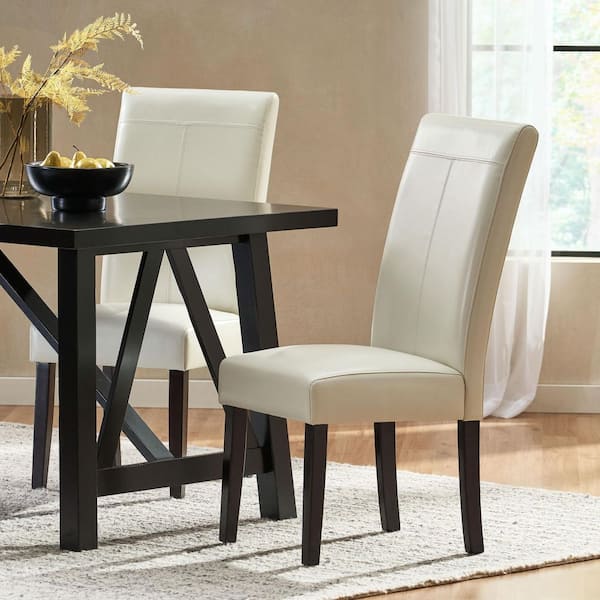 Lissa Ivory PU T-Stitch Dining Chairs (Set of 2)