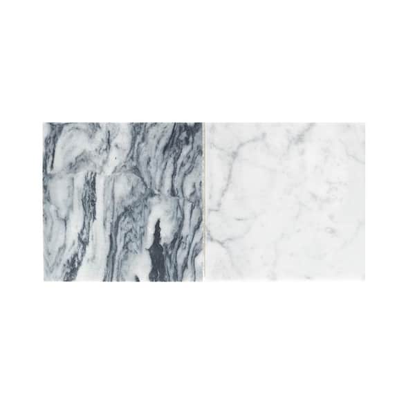 Jeffrey Court Take Home Tile Sample - Checkmate White/Grey 4 in. x 4 in ...