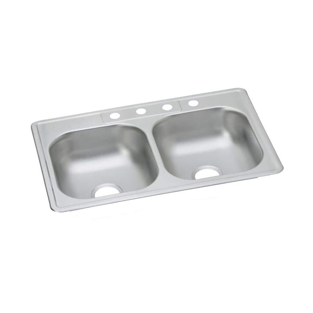 Dayton 33" Satin Nickel Double Bowl Drop-In Stainless Steel Sink