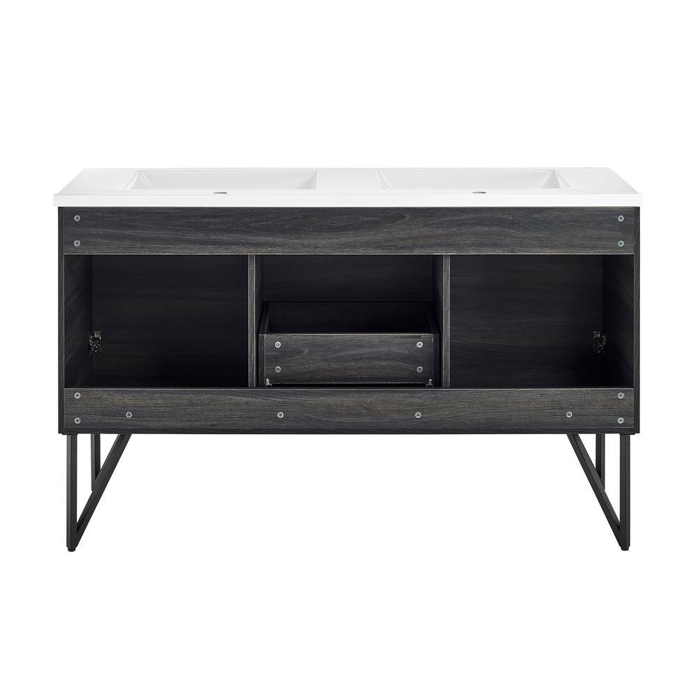 Annecy 60" Black Walnut Double Sink Freestanding Bathroom Vanity