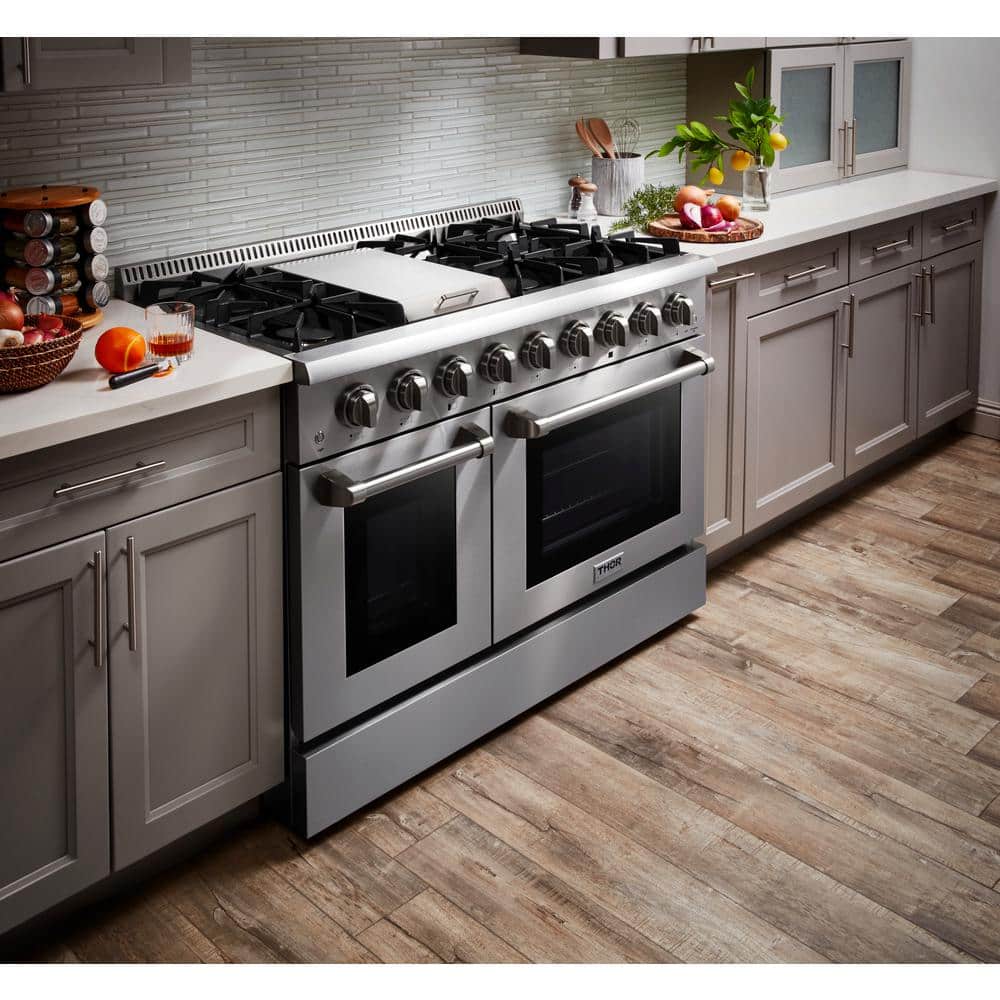 Thor Kitchen 48-Inch Stainless Steel Freestanding Gas Range with Griddle
