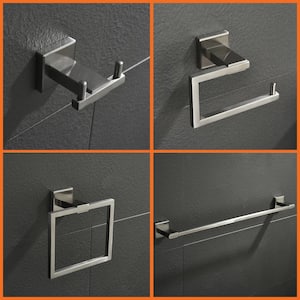 4-Piece Bath Hardware Set with Mounting Hardware Included in Brushed Nickel