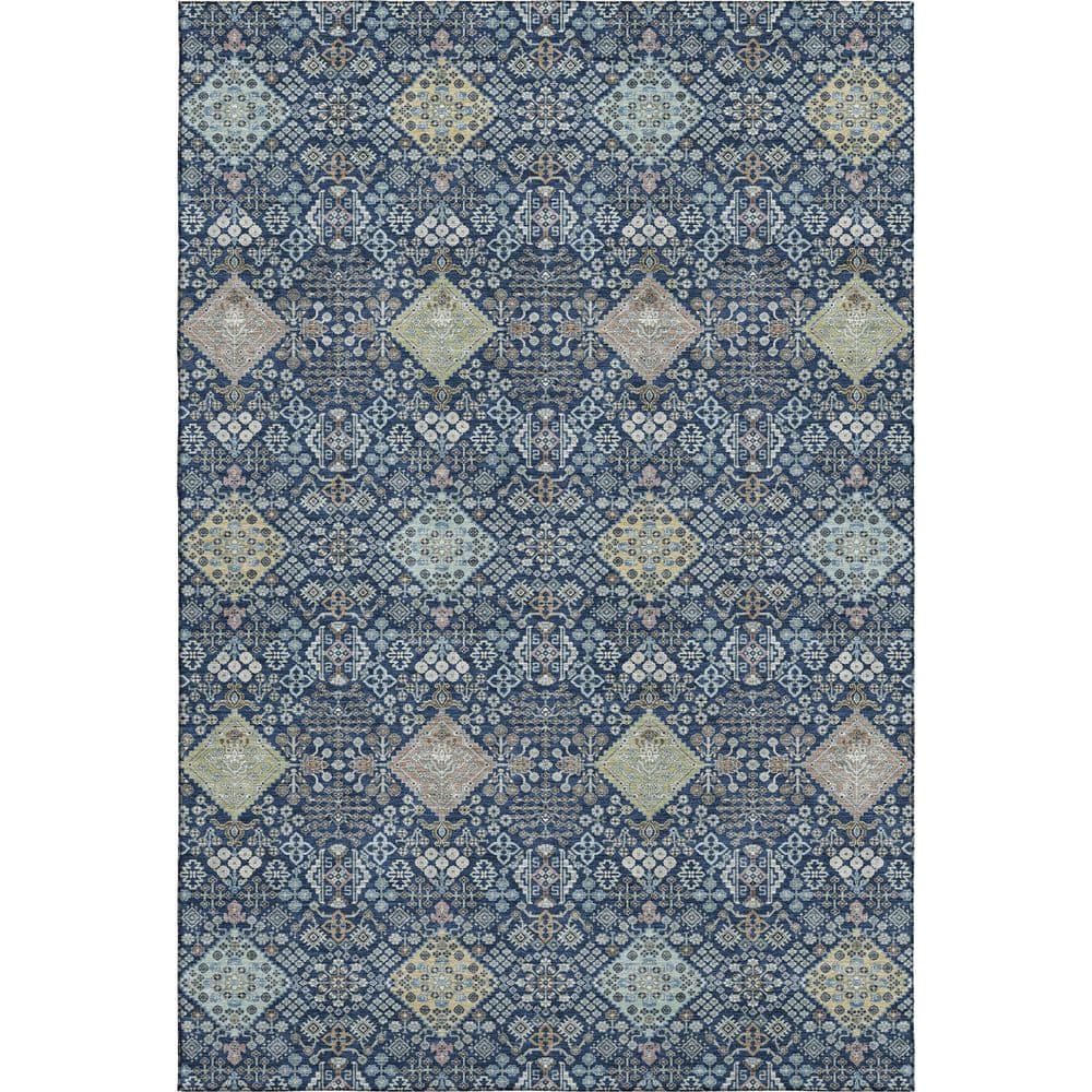 Mayfield Premium Machine Washable Abstract AMF2440 Navy 3 ft. x 5 ft. Area Rug price history on PriceWatchPro