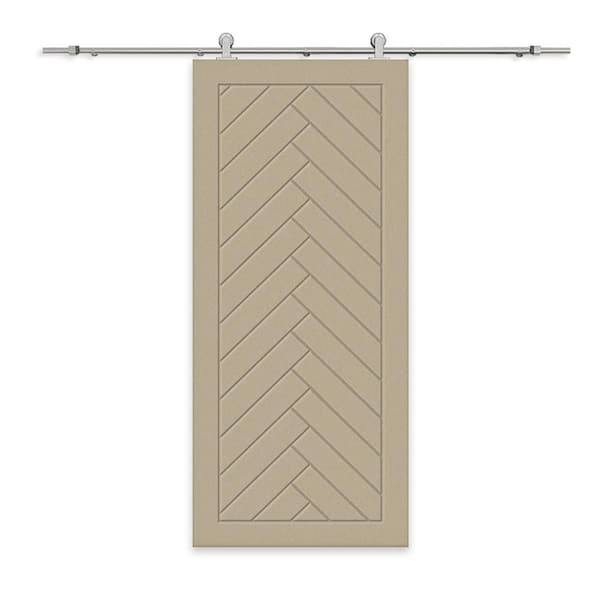 CALHOME 30 in. x 96 in. Unfinished Composite MDF Paneled Interior Sliding Barn Door with Hardware Kit